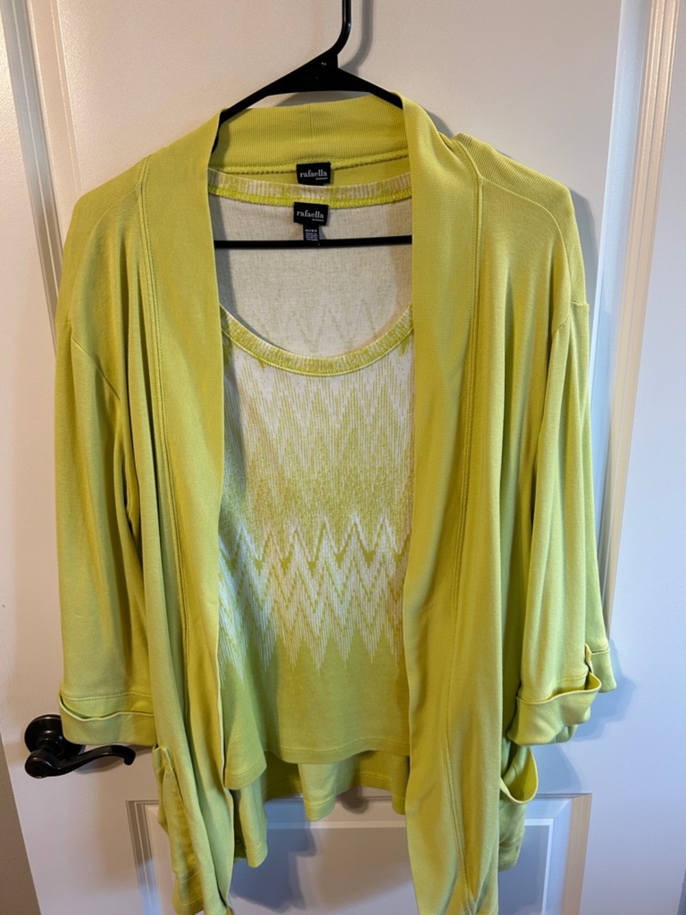 Rafaella Lime Open-Front Draped Cardigan